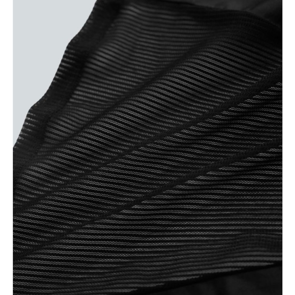 HALARA Black Short Sleeve Pleated Mesh Back Tee - Picture 12 of 15